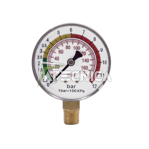 Manometro Aria Compressa Doppia Scala - 0-12 Bar / 0-170 Psi, Attacco Assiale Posteriore - Foto 11