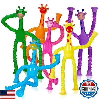 Telescopic Suction Cup Giraffe Toys for Toddler Restaurant Dinner Table Activ