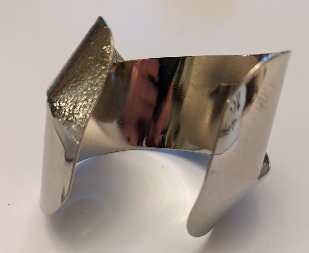 Big Silver tone Cuff Bracelet Statement Jewelry C… - image 5