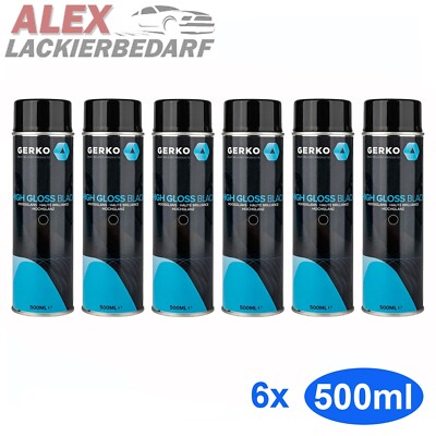 6 x GERKO Premium Autolack schwarz GLANZ 500ml Spraydose Sprühlack
