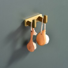 Brushed Gold Simple Double Towel Hook Stainless Steel Bathroom Hand Towel Holder