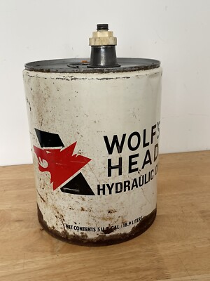 WOLF S HEAD Hydraulic 5 Gal. Empty Can Wolf s Head Oil Refining Co. Oil City, Pa