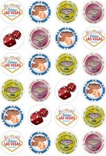 24 Las Vegas Casino Chips LA Cupcake Fairy Cake Toppers Edible Rice Wafer Paper