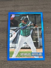 2021 Bowman Heritage Chrome Blue Refractor Starlin Aguilar #214 Mariners /99