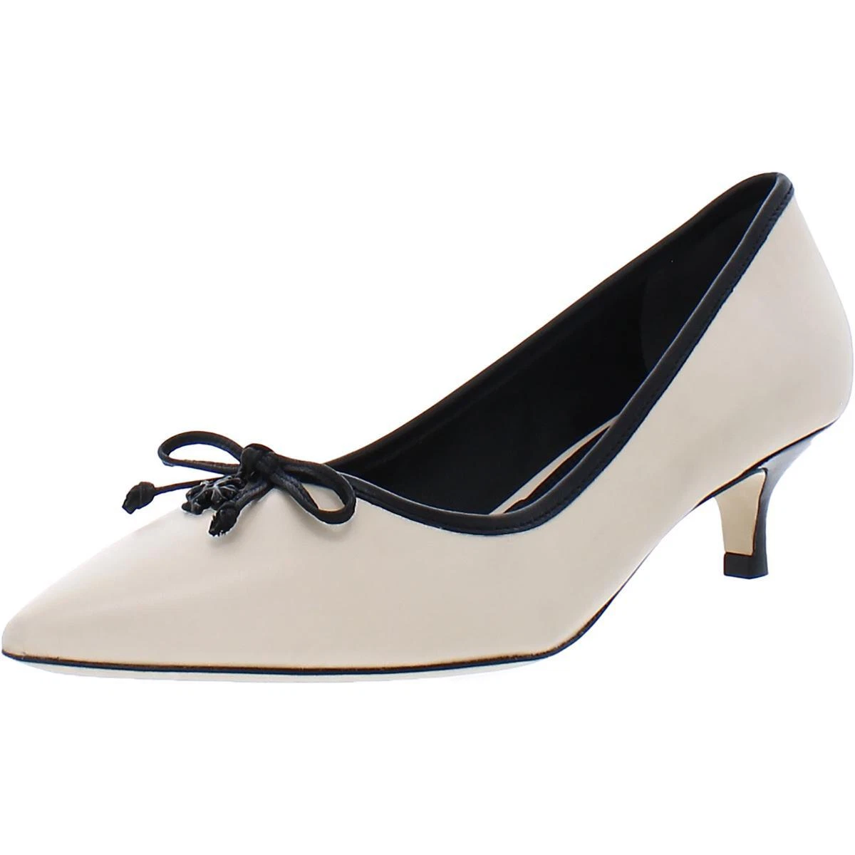 Tory Burch Tory Charm 45mm Women s Leather Slip On Pointed Toe Kitten Heels