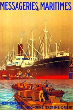 MESSAGERIES MARITIMES MEDITERRANEAN CARGO SHIP TO ORIENT VINTAGE POSTER REPRO
