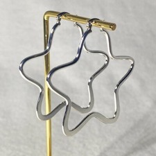 sterling silver star hoop earrings