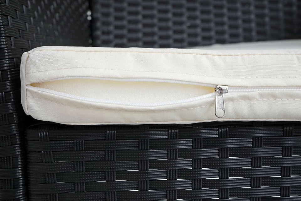 2er-Set Poly-Rattan Gartensessel Hamar, Korbsessel, anthrazit, Kissen creme - Bild 4 von 4