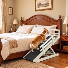 SLSY 5-Level Adjustable Dog Ramp Foldable Pet Stairs for Bed Couch Car Indoor