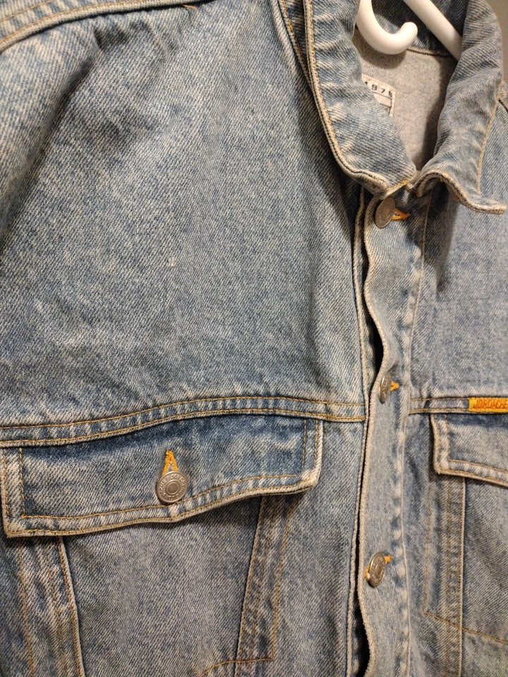 Chaqueta vaquera Jordache vintage talla grande camionero azul denim motociclista algodón Y2K para hombre Foto 3 de 4