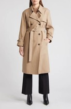 NEW, Theory Cotton-gabardine trench coat in Khaki Size P C4636