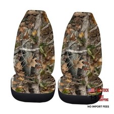 Xoenoiee 2 Piece Universal Camo Car Seat Cover For Women Men Realistic Forest