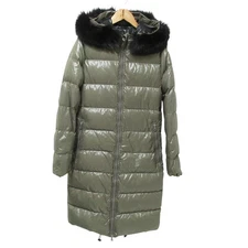 DUVETICA ALIA Fox Fur Hooded Long Down Coat 40 Khaki Women's