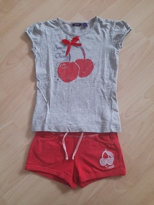 *Mexx* Set T-Shirt Shorts, Mädchen, Kirsche, grau rot, Gr 110/116