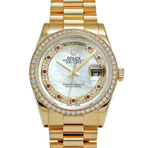 Rolex Day-Date 118348NMR 36mm Yellow Gold White Wristwatch #WW200