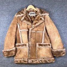 VTG Schott Leather Jacket Mens 40 Brown Shearling Sheepskin Coat Suede Rancher