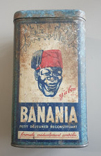 BOITE BANANIA ANCIENNE - VINTAGE TOLE - BLEU BLANC ROUGE - SUCRE - 17*9CM