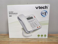 VTech Landline Phone Corded Home Office Desk Wall Telephone Large Display, White