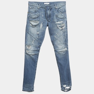 Pierre Balmain Distressed Straight Leg Men Jeans - Blue