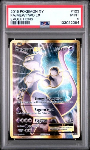2016 POKEMON XY EVOLUTIONS #103 FULL ART/MEWTWO EX PSA 9