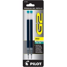 PILOT G2 Gel Ink Refills for Rolling Ball Pens, Bold Point, Teal Ink, 2-Pack