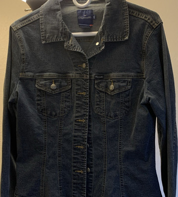 Façonnable Dark Blue Denim Jacket Collared Button Pockets Women's Size M