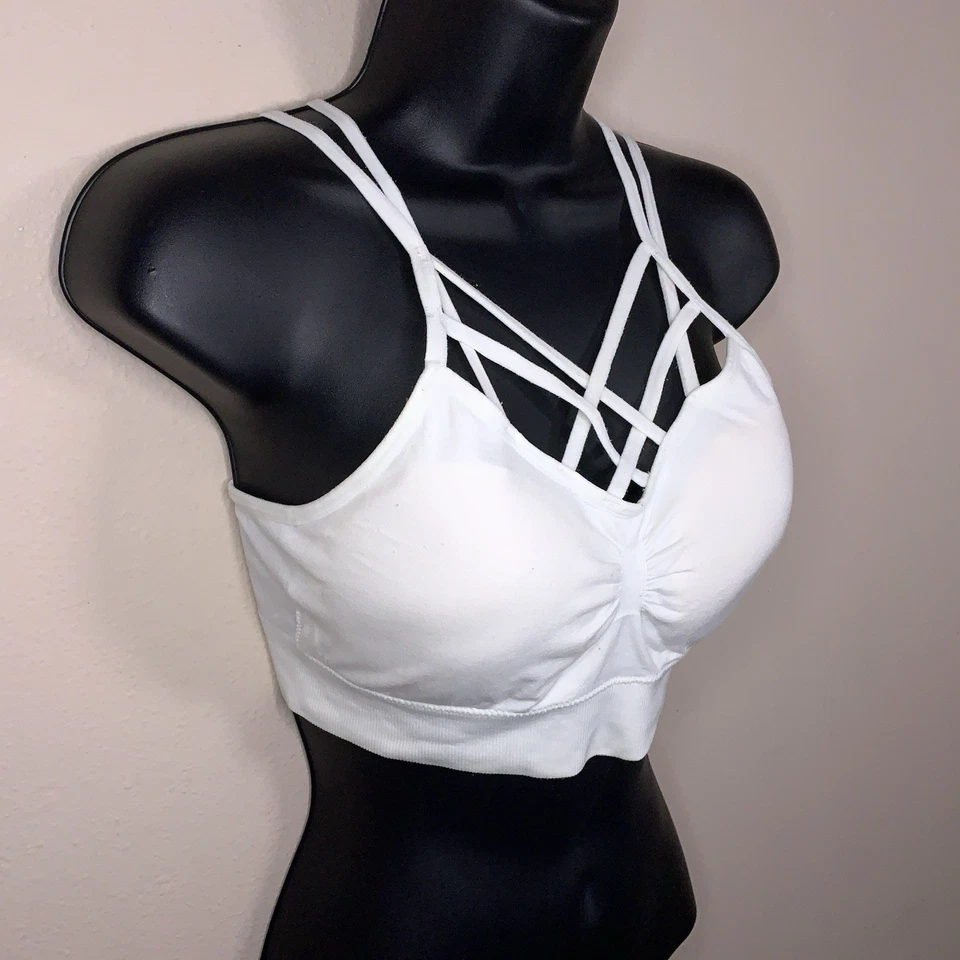 Sujetador jaula ajustado M Dynamic Seamless Apparel blanco con tiras copas extraíbles Foto 4 de 4