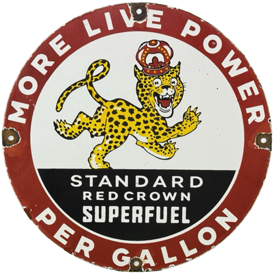 #ad VINTAGE STANDARD RED CROWN GASOLINE PORCELAIN SIGN GAS STATION PUMP PLATE SERVIC $108.34