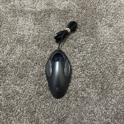 Logitech TrackMan Marble Mouse T BC21 USB Wired Gray Red Ball Ergonomic -No Ball