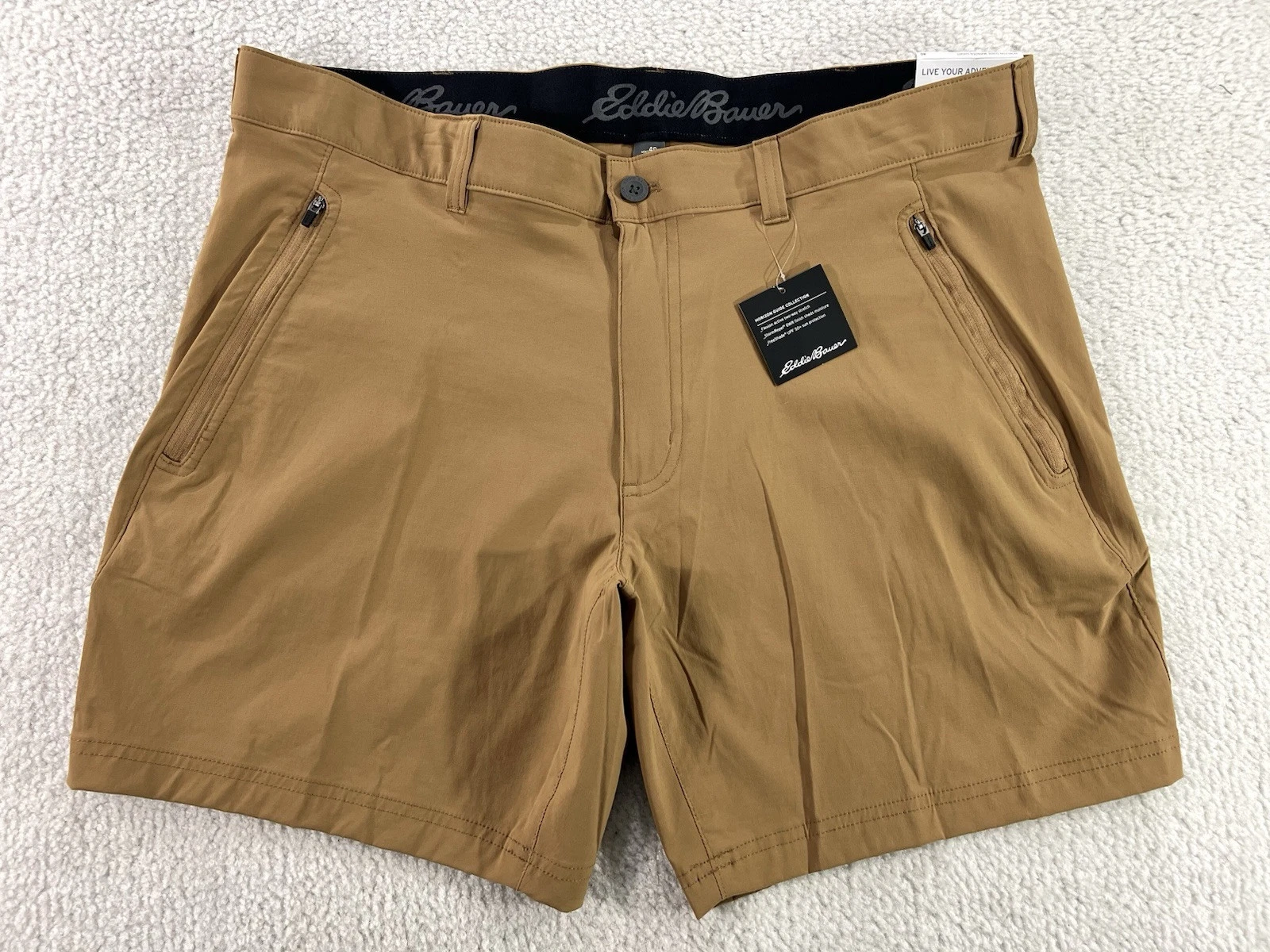 Eddie Bauer Horizon Guide Wander Shorts Tawny Brown Mens Size 40 Stretch Flex 8”
