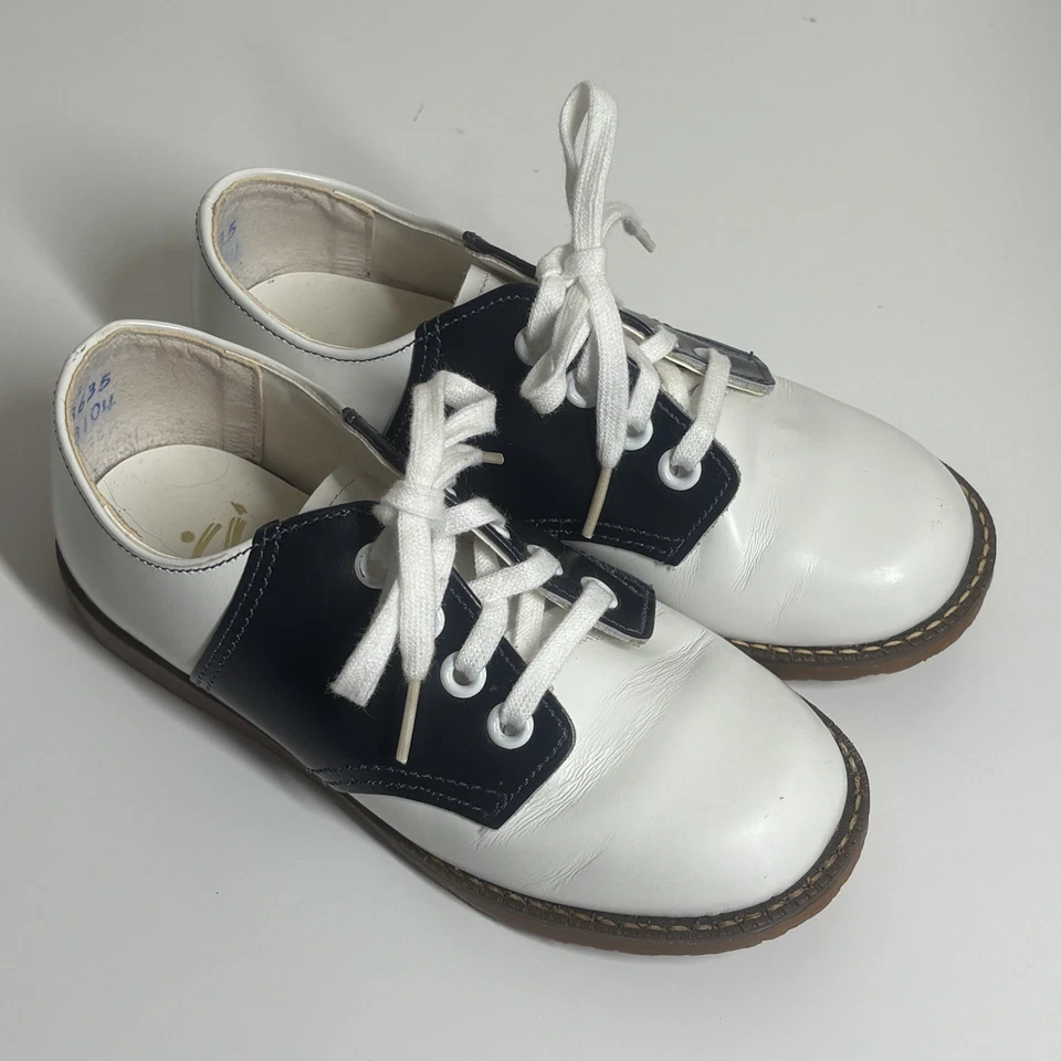 Sillín Stride Rite Oxfords Niños 9.5 Negro Blanco Cuero Pascua Navidad Vacaciones Foto 3 de 4