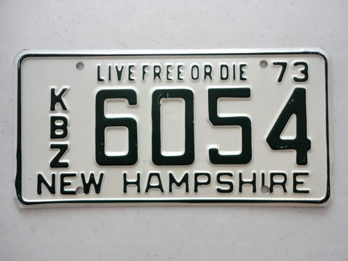 1973 New Hampshire Citizens Band Radio License Plate Excellent condition KBZ6054