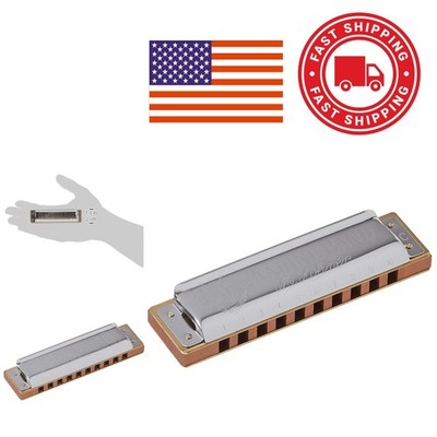 Marine Band Harmonica Key of C with Brass Reedplates Wood Comb Stainless Steel