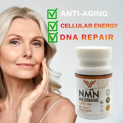 LITTLE OX NMN + Resveratrol 1100mg (99%+) Anti-Aging NAD+ ENERGY REPAIR ( 60 caps)