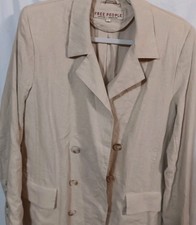 Vtg Free People S Blazer Olivia Oversized Retro Linen Blend Casual Coat READ