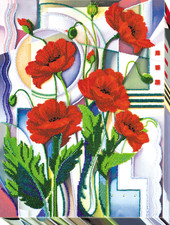 Bead Embroidery Kit on Natural Artist Canvas needlepoint beadwork DIY wall art