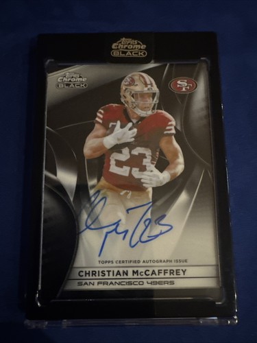 2025 Topps Chrome Black Christian McCaffrey Autograph #AU-CM On Card Auto