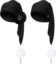 2 Pcs Men Silk Night Sleeping Cap Adjustable Drawstring Night Sleeping Cap with 