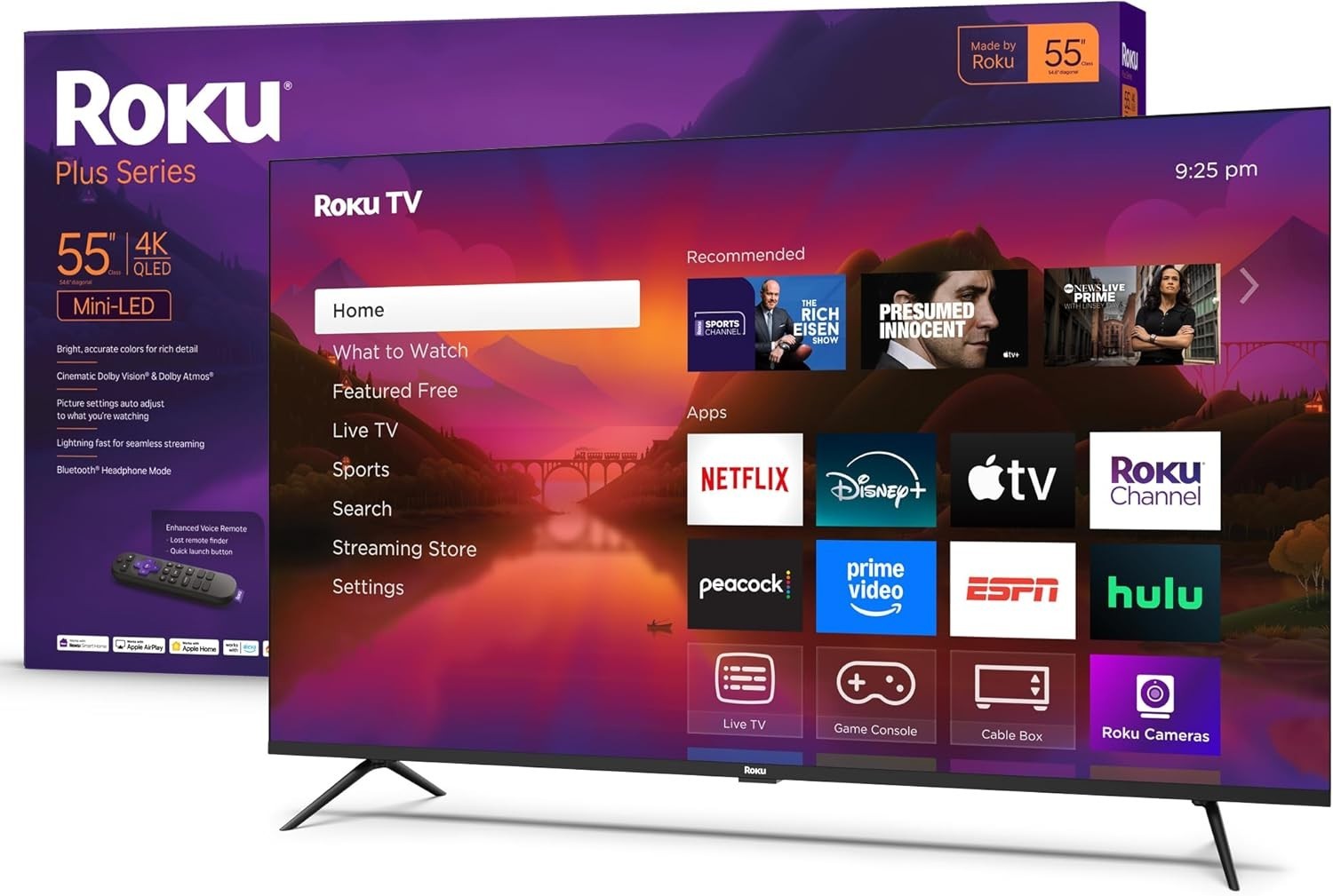 Roku 55 inch Class Plus Series 4K HDR QLED Mini-LED Smart Roku TV (2025)