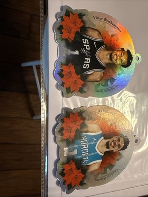 Topps 2025 Holiday Ornament Card Lot Of Two (Victor Wembanyama And Lamelo Ball)