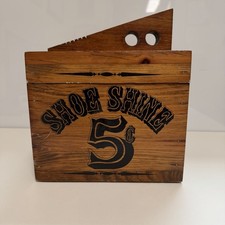 Vintage Wooden Shoe Shine Box Full of Shoe Shine Products Polish Supplies Kit