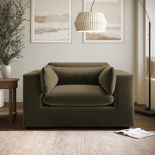 Khaki Green Velvet Cuddle Chair - Hudson HSN008