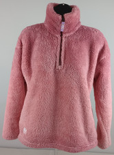 Simply Southern Women's S Pink Fuzzy 1/4 Zip Mock Neck Long Sleeve Pullover