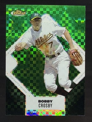 Bobby Crosby 7/50 Green X-Fractor Jersey Number Match 2006 Topps Finest