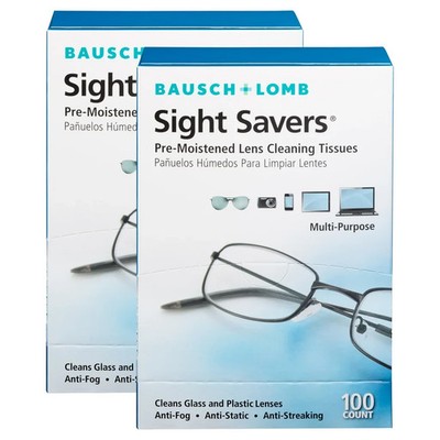 Bausch & Lomb Sight Savers Lens Cleaning 200 Tissues, 200 Count (2 x100 Count)