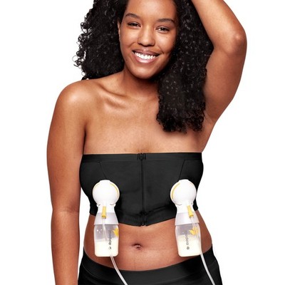 Medela Hands Free Pumping Bra Adaptive Stretch Black Medium Comfort Design