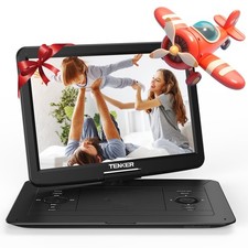 TENKER Portable DVD Player, 15.6in HD Swivel Screen, 6-Hour Rechargeable