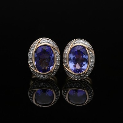Ohrstecker Ohrringe Brillanten Tansanite 585 Roségold 14K Deta Schmuck
