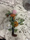 Vintage Italian Murano Hand Blown Venetian Art Glass Flowers On Wire 9”x8”