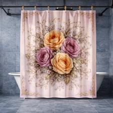 Yellow Purple Floral Shower Curtain for Bathroom 72x72 inch Polyester Fabric